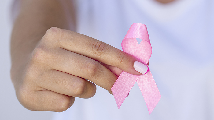 Pink breast cancer awareness month ribbon