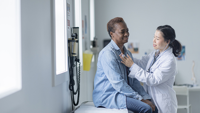 African-American woman in doctor's office. 