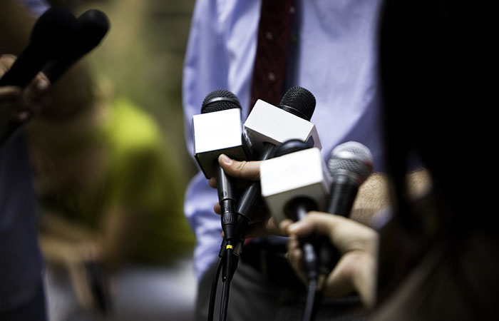 group of microphones pointed at the professional 